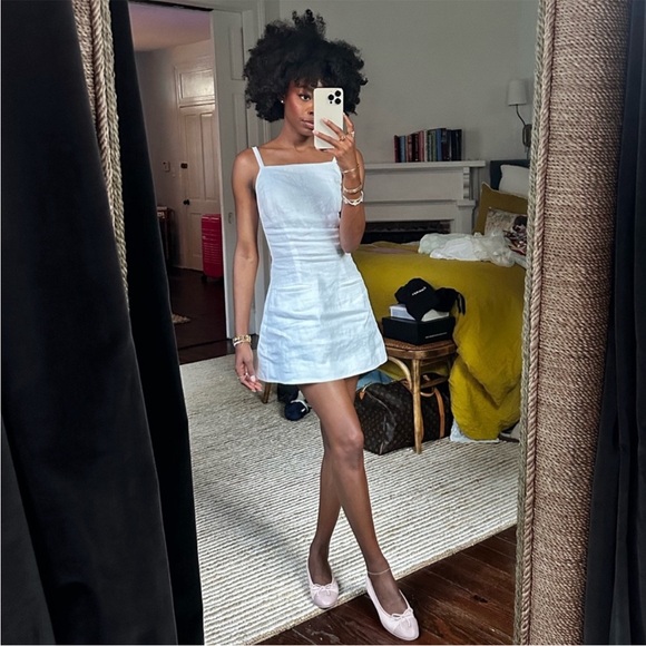 Reformation Phillipa Linen Dress in Aquamarine - Picture 2 of 10